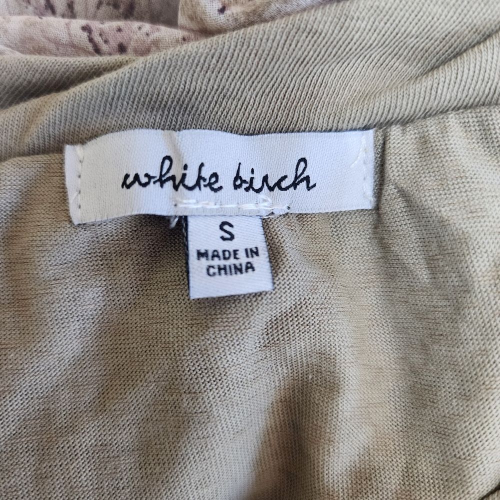 White Birch Tan & Cream Floral Patterned Sheer Back Blouse (S) - Picture 5 of 5